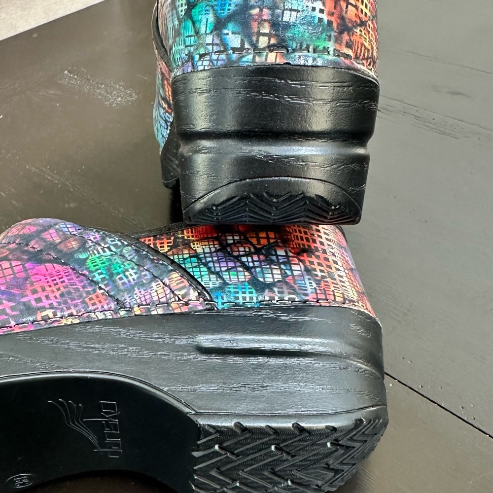 Dansko Colorful Grid Pattern Clogs - Picture 4 of 6